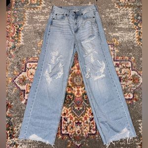 American Eagle, High-Rise Skater Jean, Light Wash, With Rip’s